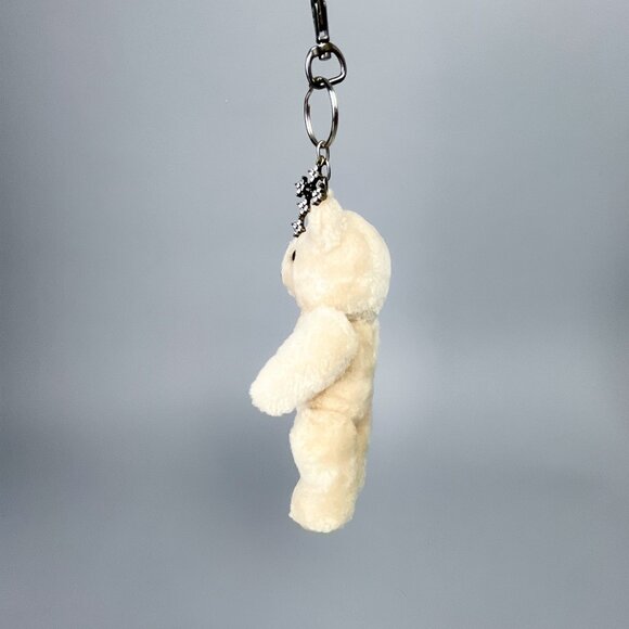 Teddy Bear Bag Charm | Upcycled Mini Stuffed Jointed Bear Toy Keychain, Cross - Picture 11 of 11